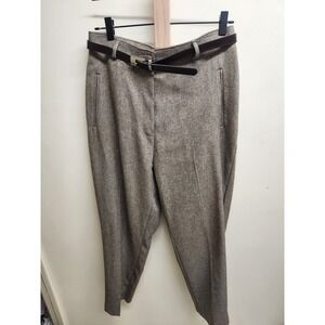 Alia Women's Classic Trousers Belted Wool Blend Tweed Pants Size 12